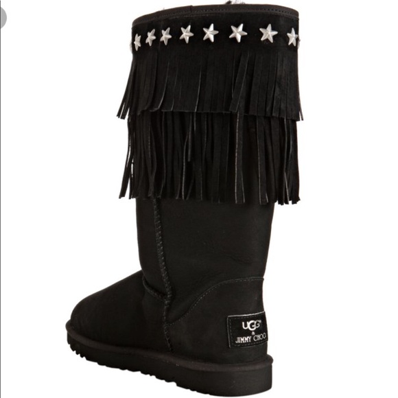 UGG & JIMMY CHOO【SORA】 Jimmy Choo | Shoes | Jimmy Choo Ugg Suede Sora Black Fringe Boots